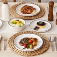 thumbnail image 5 of MALACASA Ceramic Dinnerware Set 12-Piece, Service for 4, Plates Bowls Set with Black Rim Microwave Dishwasher Safe, White, Series MINA, 5 of 9