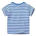 thumbnail image 5 of Kids Tshirt Short Sleeve Crewneck Striped T-Shirts Cartoon Embroidered Top Fashion Tops Tees Summer Tops Boys Tshirt Size 5-6 Years, 5 of 7