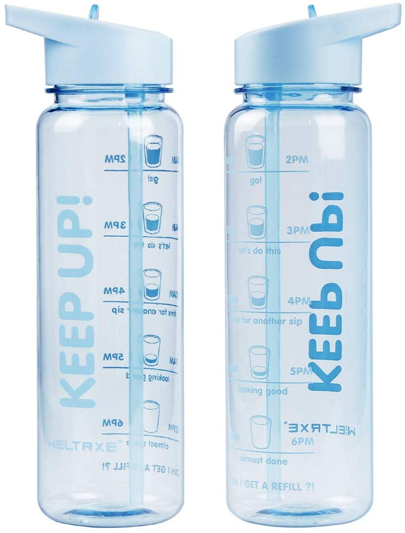 25oz Water Bottle with Measurements, Time Marker Inspirational Fitness