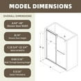 thumbnail image 5 of 44-48" W x 74" H Frameless Shower Door, Double Sliding Door with 5/16" SGCC Tempered Clear Glass, Soft-Closing, Brushed Gold, 5 of 11