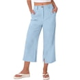 thumbnail image 2 of FUNUONY Capri Pants for Women Wide Leg Casual Capris Pleated Dress Pants with Pockets Business Lounge Work Summer 2026 Straight Wide Leg Loose Elastic Waist Cropped Trouser Light Blue S-3XL, 2 of 8
