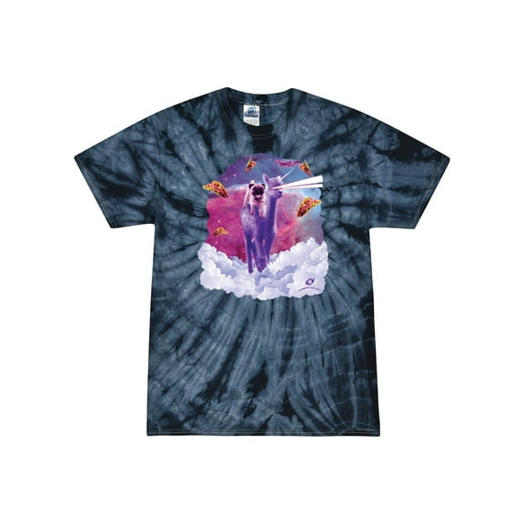 Wild Bobby, Cosmic Pug Riding Alpacacorn with Laser Eyes, Animal Lover, Tie-Dye Tees, Spiral Navy, Small