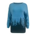 thumbnail image 4 of AJHSAKLt Sweaters for Women Colorblock Design Loose Casual Knit Drop Shoulder Long Sleeve Pullover Sweater Winter Clothing for Women Dark Blue, 4 of 4