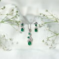 thumbnail image 4 of Rosec Jewels Lab Grown Emerald Pendant and Earrings Set - AAAA Grade - Emerald Diamond Bridal Jewelry Set - with Jewelry Box, 14K White Gold, 4 of 7
