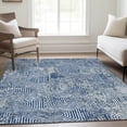 thumbnail image 6 of HomeRoots 672522 8 x 10 ft. Navy Blue & Ivory Geometric Transitional Washable Machine Made Rectangle Area Rug with UV Protection, 6 of 9