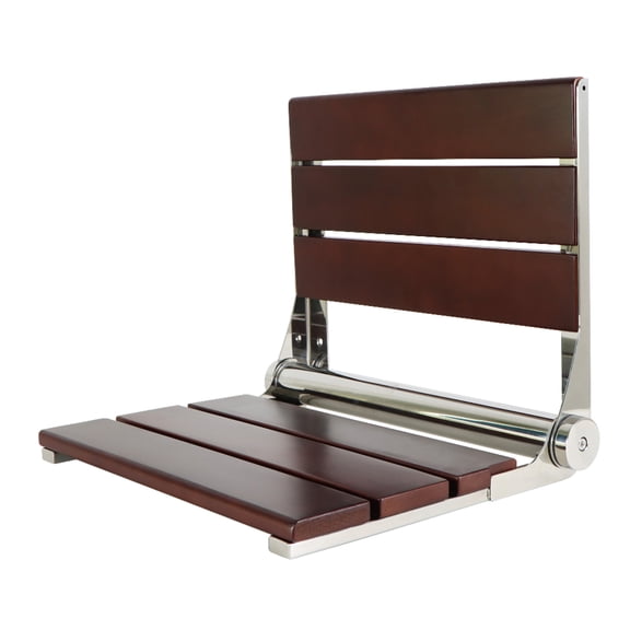 Kingston Brass KBSS16151 Soutien 3-Slat Shower Seat, Dark Wood/Polished Chrome