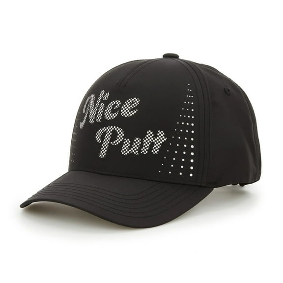 PGA TOUR Perforated Nice Putt Performance Adjustable Strapback Hat (Black)