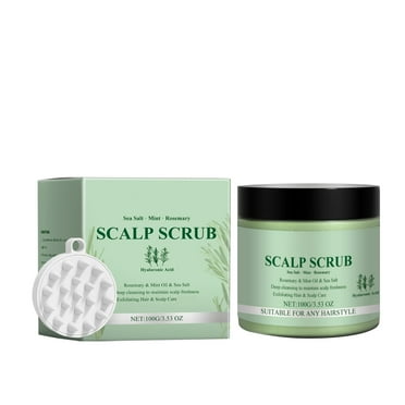 Rosemary Scalp Scrub with Massage Brush - Exfoliating and Nourishing Hair Care 100g Scalp Scrub Exfoliator Nourishing Hair Care with Scalp Massagers Removes Build-Up Promotes Healthily Hair