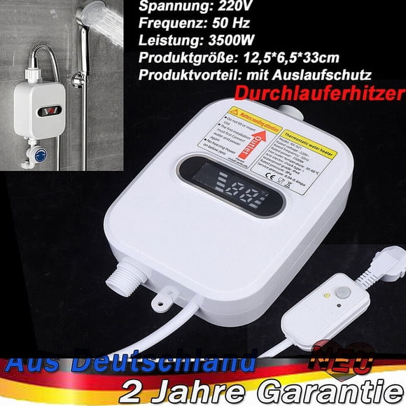 Calentador de agua eléctrico instantáneo de 3,5 kW y 220 V con kit para baño y ducha DE