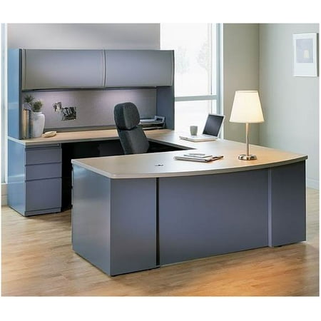 Csii Bow Front Desk Set Medium Tone And Windswept Pewter