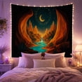 thumbnail image 2 of Desert Canyon Beneath a Crescent Moon with Palm Trees, Mystical Fantasy for Nature Lovers, Night Landscape Art, Housewarming Gift, Tapestry Wall Hanging for Studio and Bedroom, 2 of 7