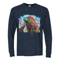 thumbnail image 2 of Wild Bobby Rainbow Painted Manatee Dean Russo Design Animal Lover Men Long Sleeve Shirt, Vintage Heather Navy, Small, 2 of 6