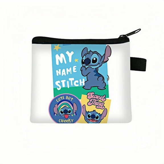 2-Pack Stitch Kawaii Anime Mini Wallet Set -Zippered Coin Purse & Polyester Card Holder