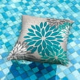 thumbnail image 2 of Dark Blue Green Outdoor Pillow Covers 20X20 Inch Set of 2 Spring Teal Flower Pillow Case Outdoor Waterproof Decor for Patio Funiture Garden Polyester pillowcovers 002D20, 2 of 6