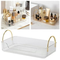 BinKFF Clear Plastic Drawer Organizer Tray with Handle, Makeup Organizer for Store Cosmetics and Skincares, Stackable Bathroom Countertop Organizer for Vanity