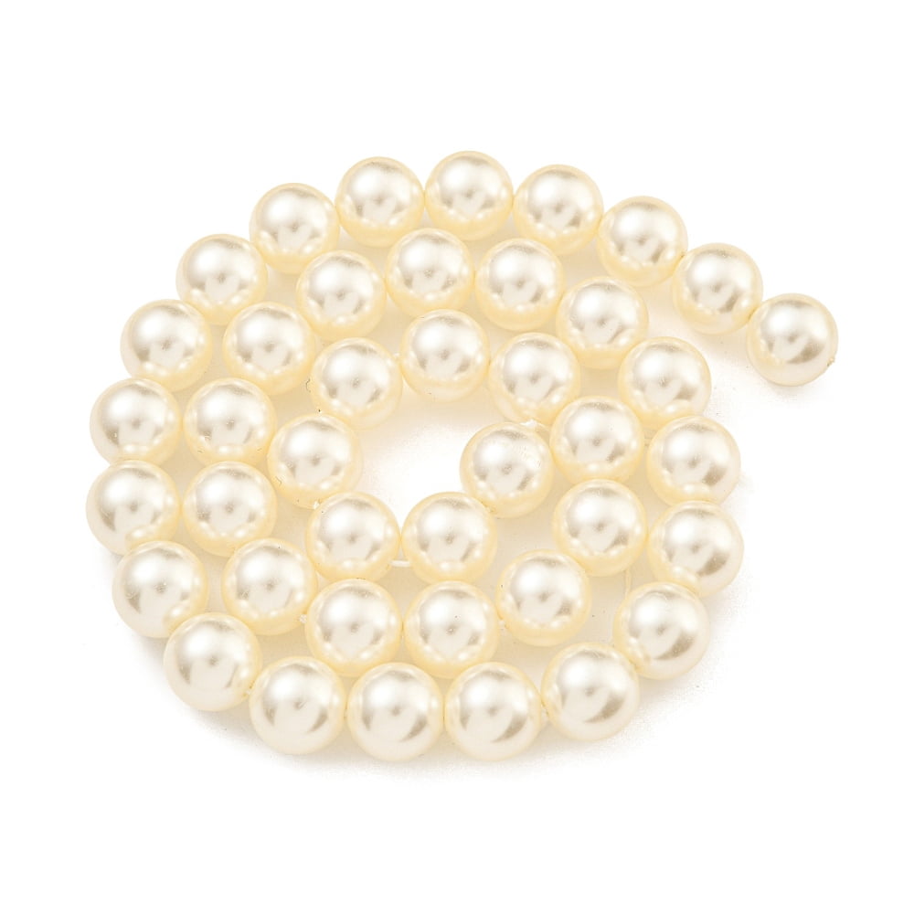 Glass Pearl Beads Strands Round Bisque 10mm Hole: 0.6mm about 43pcs/strand 16.18''(41.1cm)