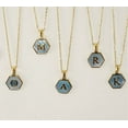thumbnail image 2 of PAURO Women's Stainless Steel 26 Letter Necklace Hexagon Blue Shell Accessories with Chain Gold H, 2 of 5