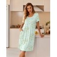 thumbnail image 2 of Ekouaer Nightgowns for Women Short Sleeve House Dresses with Pockets Pleated Moo moos Floral Print Mumu Dress, 2 of 6