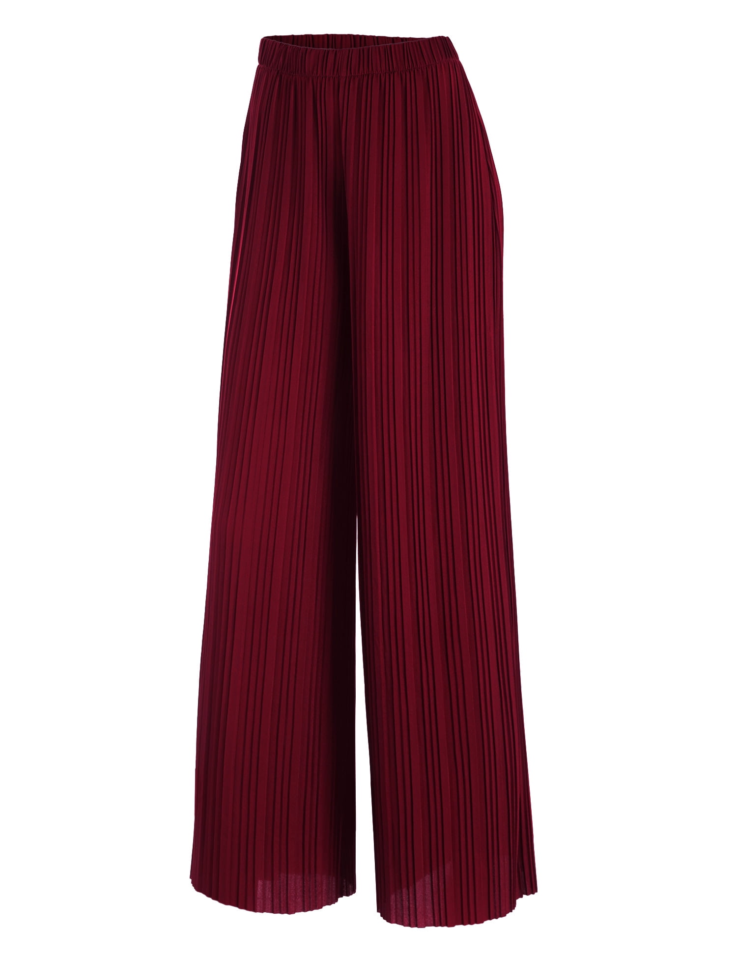 Made by Johnny Women's Pleated Wide Leg Pants with Elastic Waist Band S ...