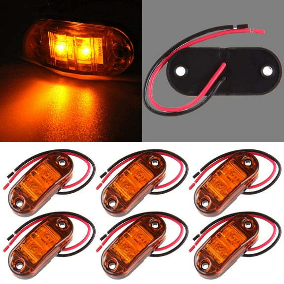 Scitoo 6 Piece Oval Amber Clear Lens 2 Diode LED Trailer Truck Clearance Side Marker Light