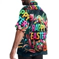 thumbnail image 3 of Easter Font Men's Short Sleeve Spread Collar Poplin Button Down Casual Printed Summer Beach Unisex Shirts, 3 of 6