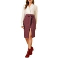 thumbnail image 3 of INSPIRE CHIC Women's Button Decor Split Belted Tie Waist Pencil Skirt, 3 of 7