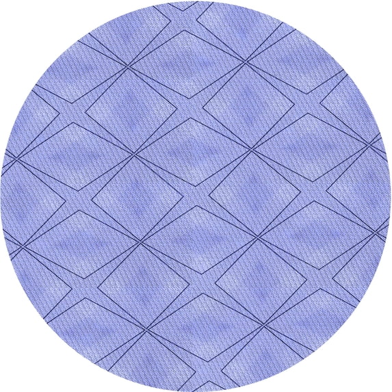 Ahgly Company Indoor Round Patterned Light Slate Blue Area Rugs, 3' Round
