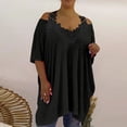 thumbnail image 4 of Guciheaven Plus Size Womens V-Neck Tunic Tops Party Short Sleeve Casual Loose Lace T Shirt, 4 of 15
