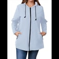 thumbnail image 2 of Chaqueta Ligera Reversible con Capucha y Cremallera de Larga para Mujer, Cortavientos Informal, Impermeable. Azul XXXL, 2 of 8
