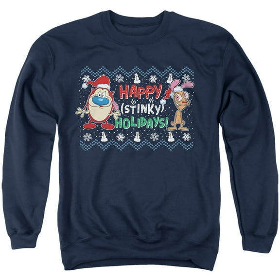 Ren & Stimpy Happy Stinky Holidays Christmas Unisex Adult Crewneck Sweatshirt