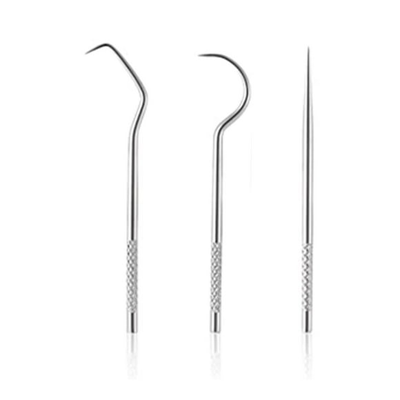 Qarigey Office Hotel Adults Portable Stainless Steel Travel Cleaning Tool Personal Pinicing Pick Camping Toothpicks Mouthcare Tooth cuidado de los oídos 3 piezas / bolsa de juego
