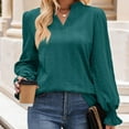 thumbnail image 2 of Spring Fashion!DianGeFu Womens Tops Long Sleeve Button Down Fashion Casual,Women's Winter V-Neck Puff Sleeve Knitted Solid Color Long Sleeve Top,Green,XXL, 2 of 4
