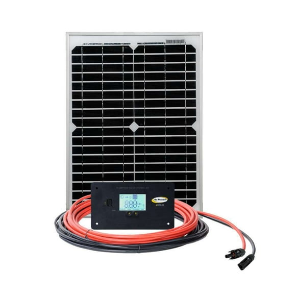 Go Power Kit Solaire GP-ECO-20 pour Batteries 12 Volts; 20 Watts / 1,14 Amp Courant de Charge; Panneau Rigide; 10 Amp PWM Contrôleur Numérique GP-PWM-10-FM