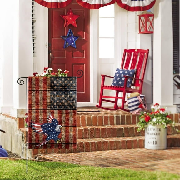 28" x 40" Burlap USA Flag 4th of July Garden Flag,Double-Sided Memorial Independence Day Outdoor Decoration