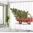 thumbnail image 5 of Ambesonne Christmas Shower Curtain, Xmas Truck and Tree, 69"Wx70"L, White Red Green, 5 of 5