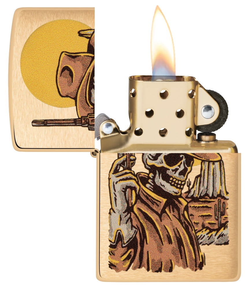 Pro-Cut ZIP-48502 Zippo Cowboy Skull Design Lighter, White Matte
