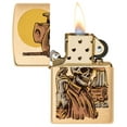 thumbnail image 3 of Zippo Wild West Skeleton Design Brushed Brass Pocket Lighter, 3 of 6