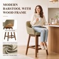thumbnail image 4 of EOP Modern Swivel Bar Stools Set of 6, 25" Upholstered Counter Height Bar Stools with Wood Legs & Curved Back, Mid Century Bar Chairs for Kitchen Island Pub, Camel, 4 of 12