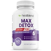 Healblend Max Detox Colon Cleanse & Liver Support Supplement - Psyllium, Papaya, Acai, Chlorella - Relieves Bloating, Constipation, Gas & Detoxes - for Men & Women