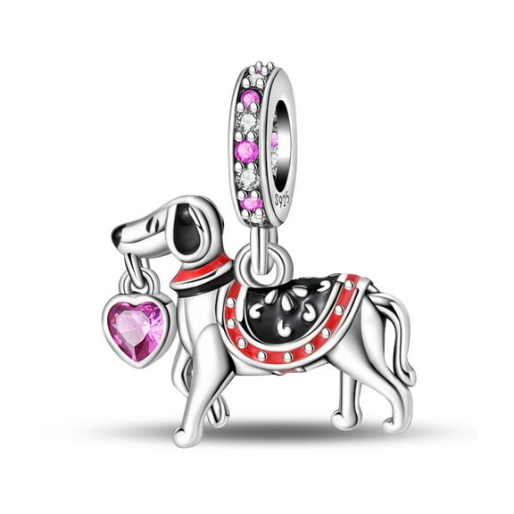 KUNSIR 925 Sterling Silver Charm For Bracelet,Gift Puppy Dog Charm,Animal Charm