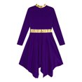 thumbnail image 6 of Xnihocha Kids Girls Liturgical Worship Dress Long Sleeve Praise Stripe Dance Dress Tunic Asymetrical Robe Purple 16, 6 of 7