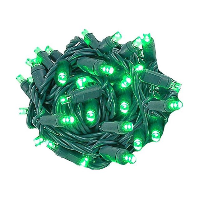 Novelty Lights 50 Light LED Twinkle Christmas LED Mini Light Set, Green, Green Wire, 25 Feet