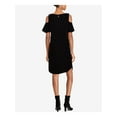 thumbnail image 2 of RALPH LAUREN Womens Black Cold Shoulder Velvet Short Sleeve Scoop Neck Above The Knee Cocktail Shift Tunic Dress 12, 2 of 4