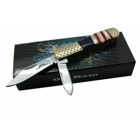 Two Blade Manual Folding Trapper Pocket Knife American Handle
