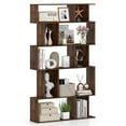 thumbnail image 1 of Costway 1 PCS 5-Tier Geometric Bookshelf with Open Shelves & Closed-back Cubes for Living Room Rustic Brown, 1 of 10
