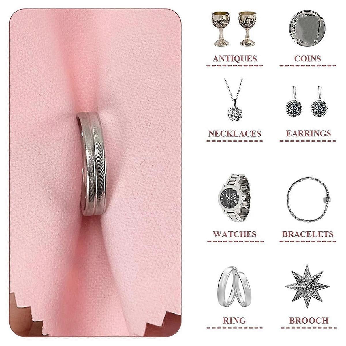 Jewelry Cleaning Cloth, Professional Polishing Cloth Individually Wrapped, Pink Silver Polishing Clo