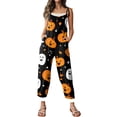 thumbnail image 5 of WTOBBY Women's Halloween Printed Jumpsuit, Retro Casual Loose Fit with Suspenders in Cotton Linen Blend, Great for Everyday Comfort and Fashion,YellowXL, 5 of 6