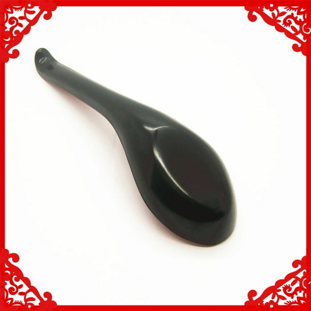 3pcs Plastic Reusable Dinner Spoons Asian Red and Black Chinese Soup