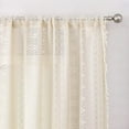 thumbnail image 3 of Bohogeo Beige Linen Tassel Sheer Lace Curtain Panels, Chic Crochet Farmhouse Rod Pocket Window Curtain Drapes for Living Room/Bedroom,2 Panels, Beige, 84"L x 40"W, 3 of 7