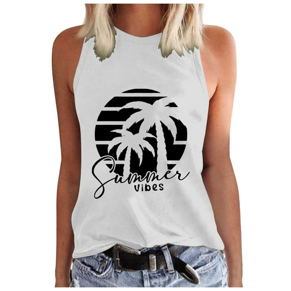 TSADFHJI White Tshirt Women Womens Summerdresses Beach Graphic Tank Tops Summer Casual Tanks Vest Country Music Vintage Tank L White